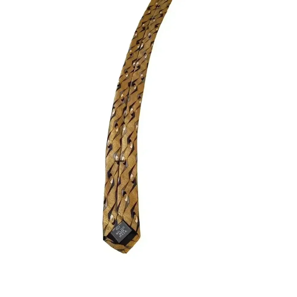 Palatina Luxury Neck Tie 100% Imported Silk Made In USA Gold Pattern Church Work